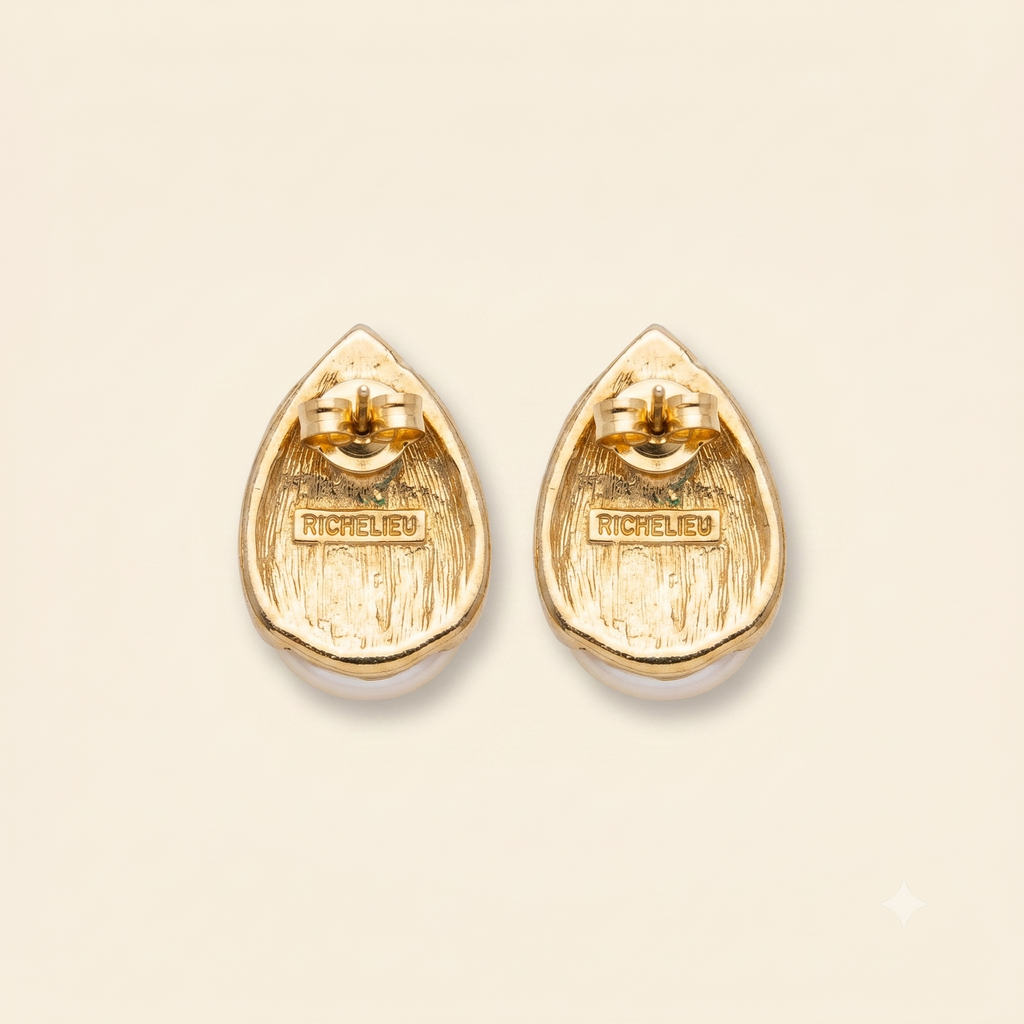 Audrey Earrings - Pearl & Crystal Teardrop Earrings by Richelieu