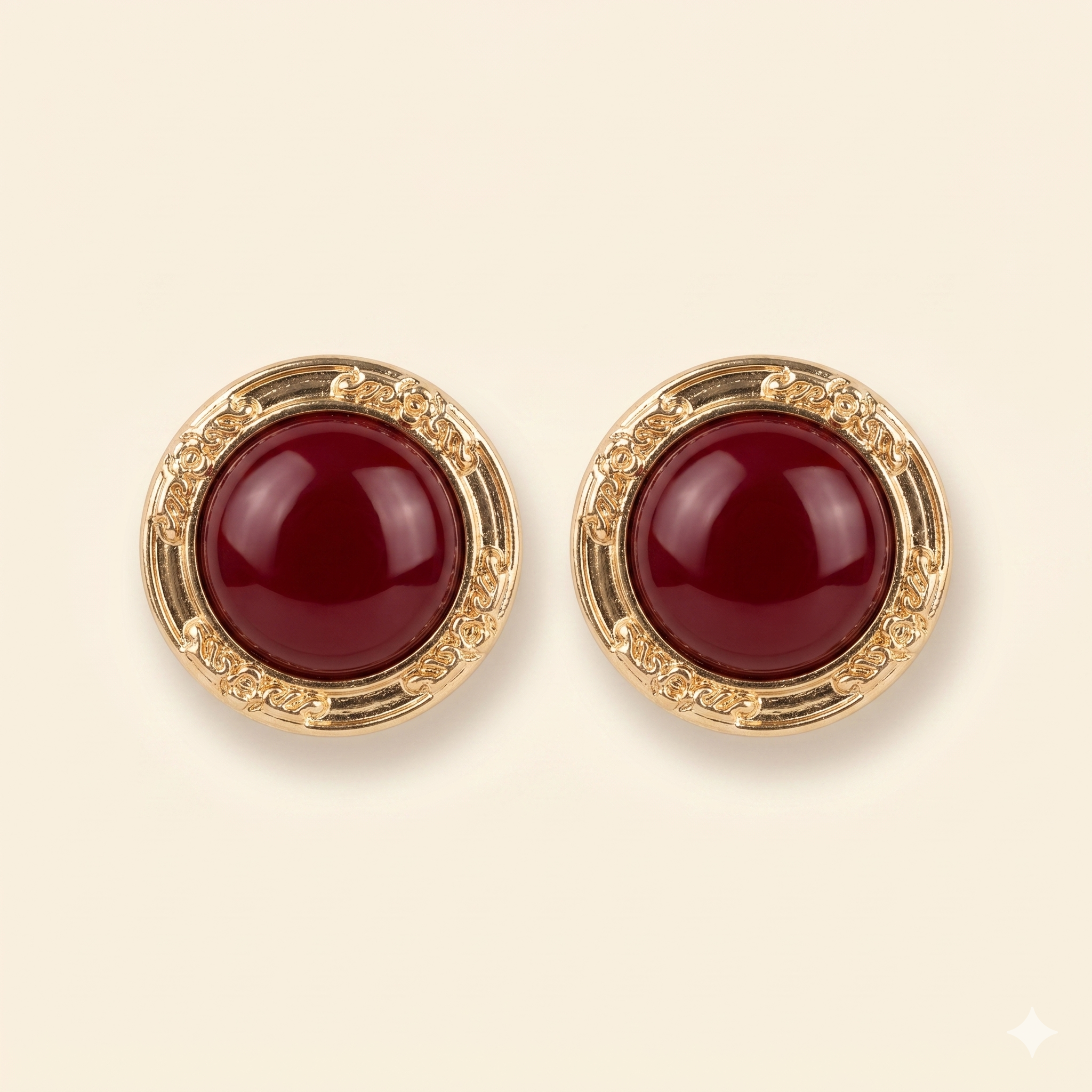 Bardot Earrings - Gold & Burgundy Clip-On Earrings