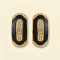 Betty Earrings - Black Enamel & Crystal Clip-On Earrings