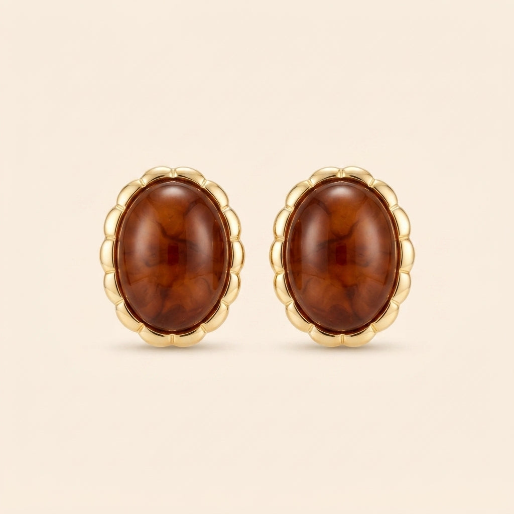 Cognac Avon Signed Earrings