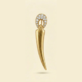 Gold-Toned Vintage Tusk Brooch with Crystal Pavé Detail