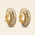 Écaille Two-Tone Clip Hoop Earrings — Gold & Rhodium