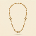 Ines Vintage Gold Chain Necklace — Pearl Station Rolo Chain