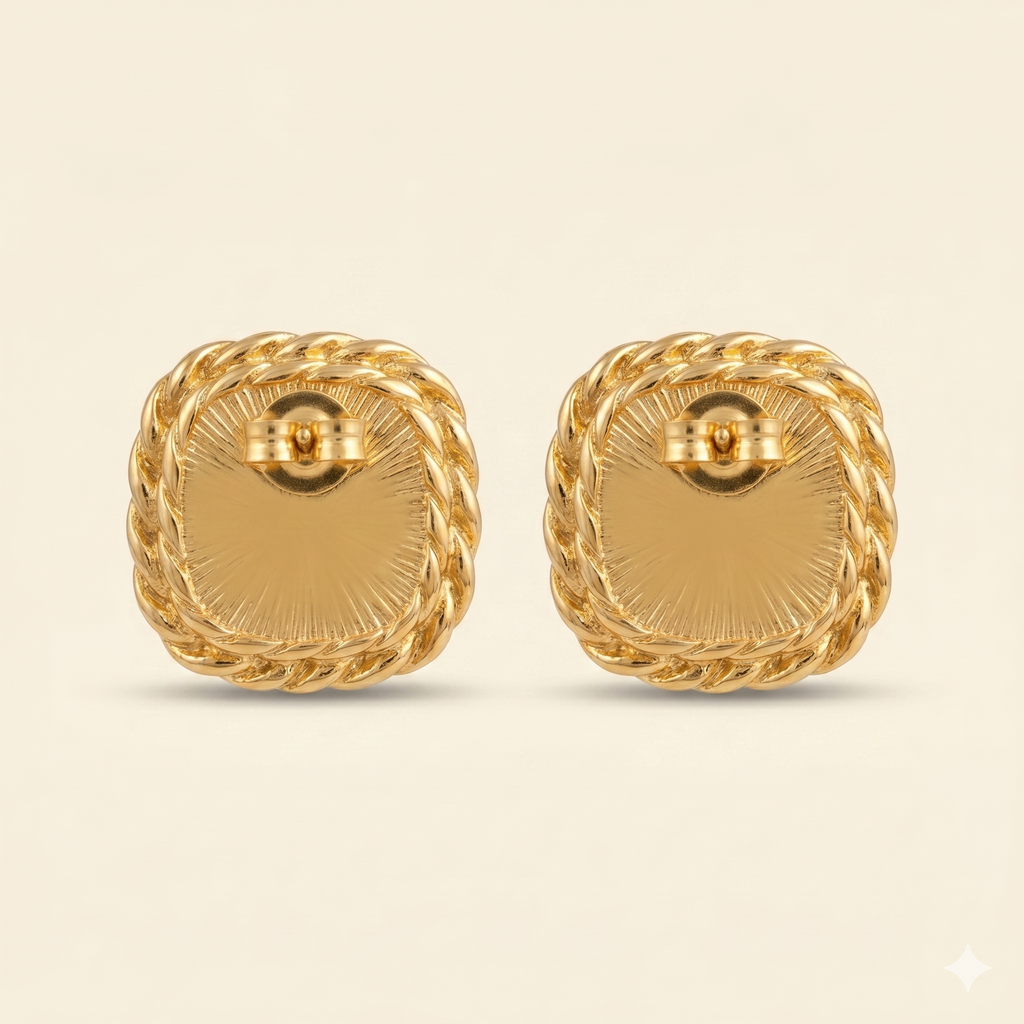 Yellow & Cream Enamel Gold Rope Clip Earrings