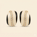 Black & Cream Enamel Vintage Earrings